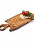 Handmade Olive Wood Freeform Serving Board with Round Loop Handle | Live Edge Cheese Charcuterie & Antipasti Board | Unique Grain | 35–50 cm