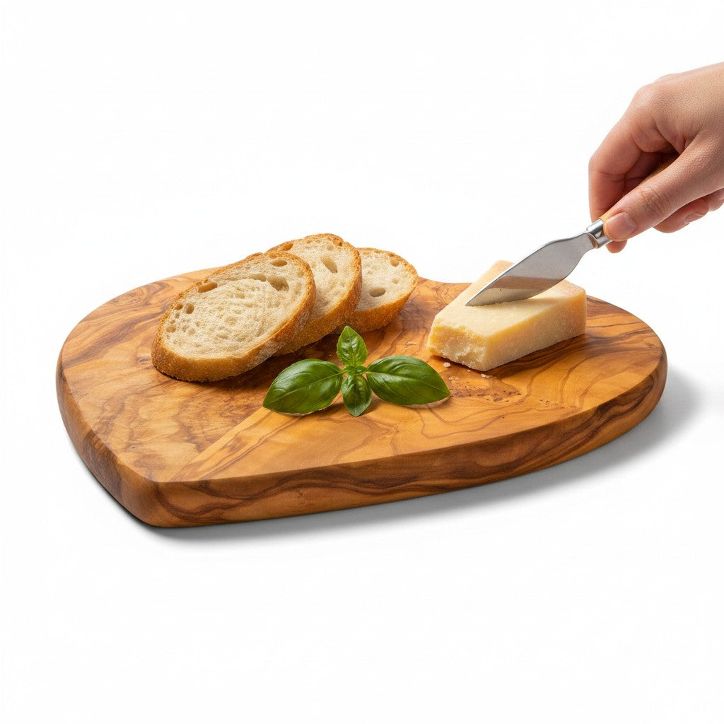Handmade Olive Wood Heart Shaped Cutting Board | Romantic Gift Cheese &amp; Serving Board | Natural Grain | 20 cm · 25 cm · 30 cm
