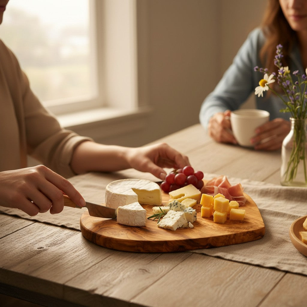 Handmade Olive Wood Heart Shaped Cutting Board | Romantic Gift Cheese &amp; Serving Board | Natural Grain | 20 cm · 25 cm · 30 cm
