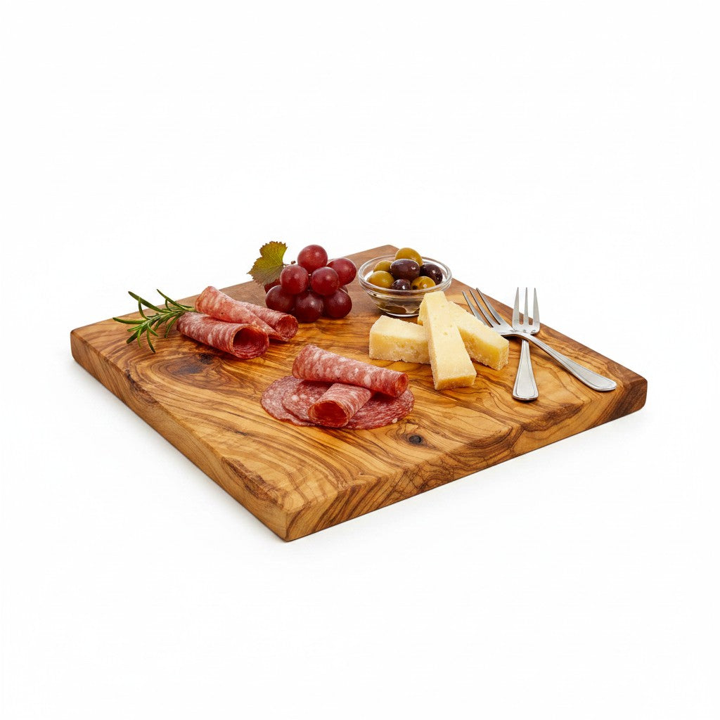 Square Olive Wood Cutting &amp; Serving Board, Extra Thick