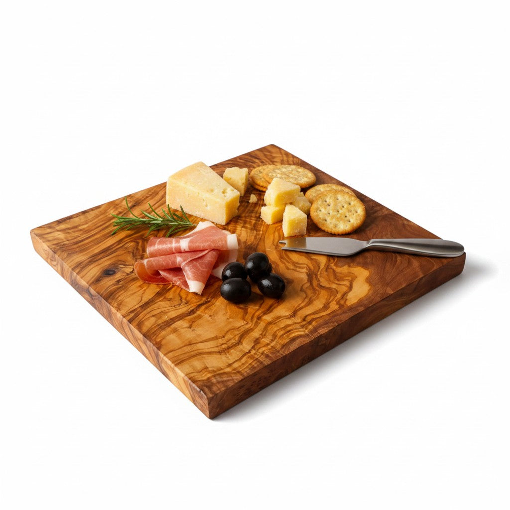 Square Olive Wood Cutting & Serving Board, Extra Thick