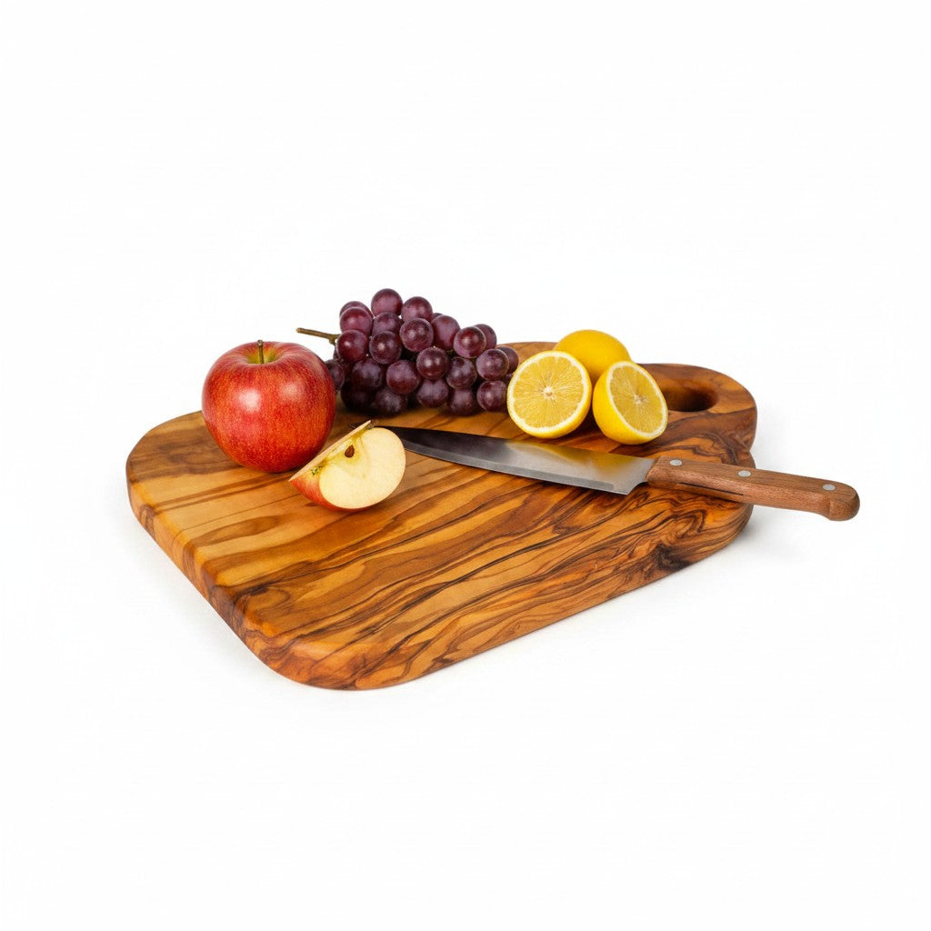 Handmade Olive Wood Mini Charcuterie Board with Handle | Small Cheese &amp; Antipasti Serving Board | Natural Grain | 25 cm