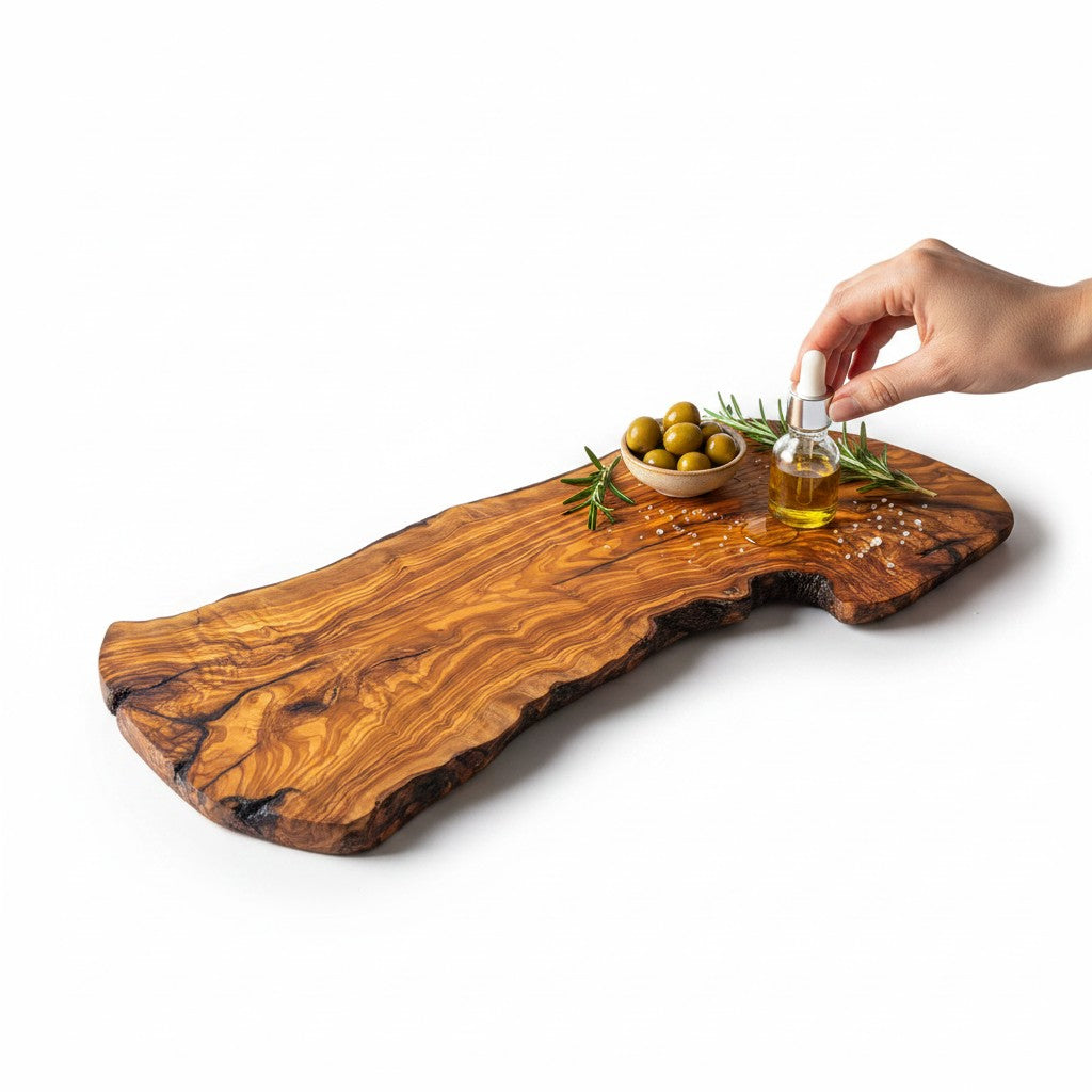 Handmade Olive Wood Large Live Edge Serving Board | Freeform Sushi Charcuterie &amp; Sharing Platter Board | Unique Natural Grain | 40–70 cm