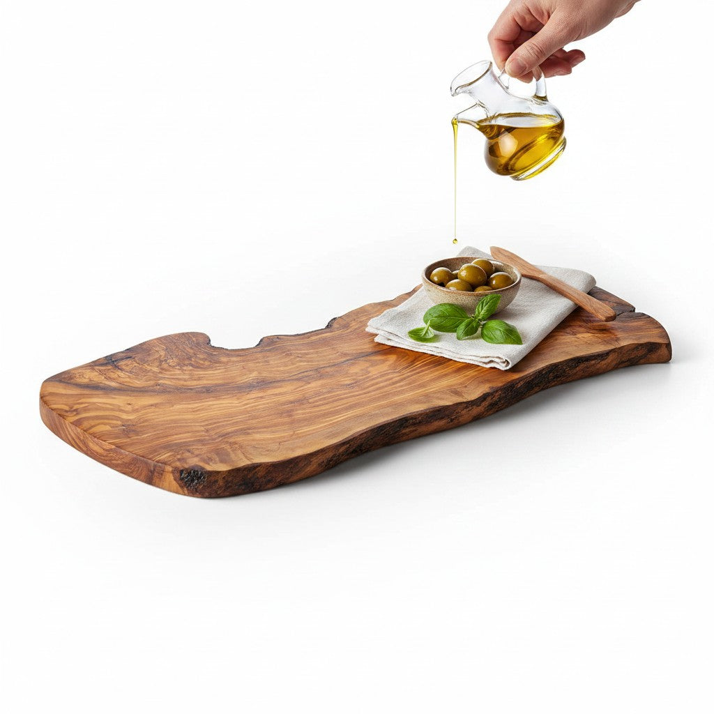 Handmade Olive Wood Large Live Edge Serving Board | Freeform Sushi Charcuterie &amp; Sharing Platter Board | Unique Natural Grain | 40–70 cm
