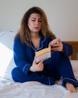 Women's Long Sleeve Pima Cotton Pyjama Set – Solid Blue