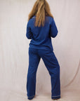 Women's Long Sleeve Pima Cotton Pyjama Set – Solid Blue