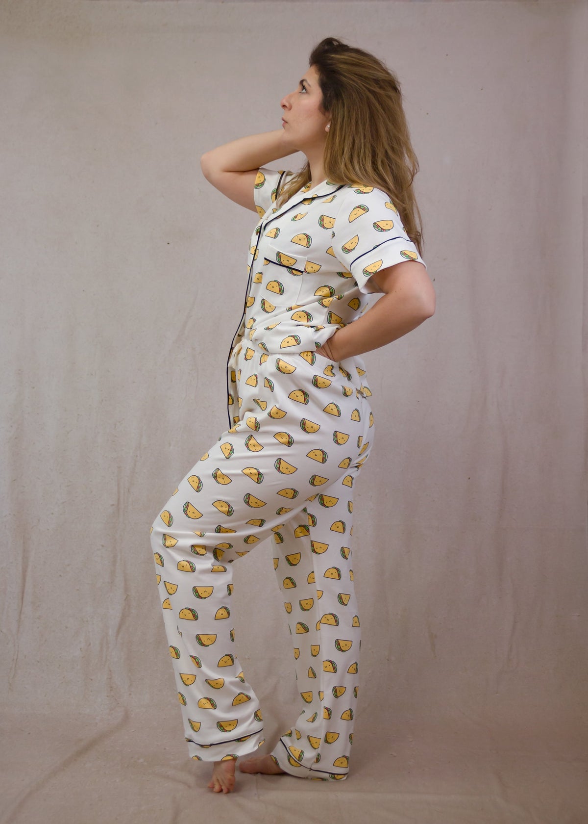 Women's Short Sleeve Pima Cotton Pyjama Set – Tacos Print