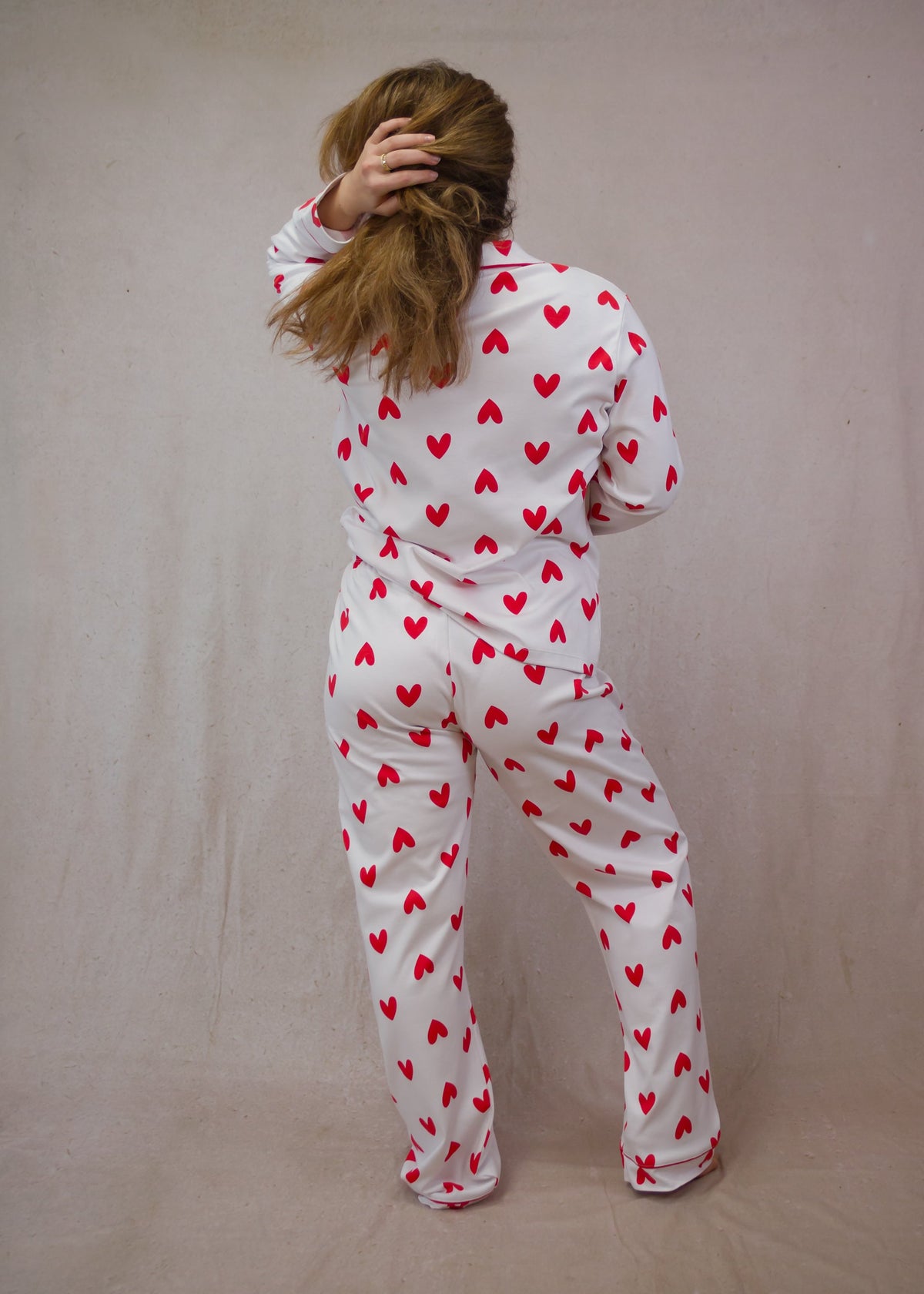 Women's Long Sleeve Pima Cotton Pyjama Set – Hearts Print