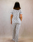 Women's Short Sleeve Pima Cotton Pyjama Set – Black & White Vicuña Print