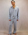Men's Long Sleeve Pima Cotton Pyjama Set – Grey Squares