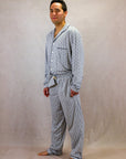 Men's Long Sleeve Pima Cotton Pyjama Set – Grey Squares