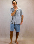 Men's Short Sleeve Pima Cotton Pyjama Set – Grey Squares