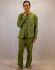 Men's Long Sleeve Pima Cotton Pyjama Set – Olive Green