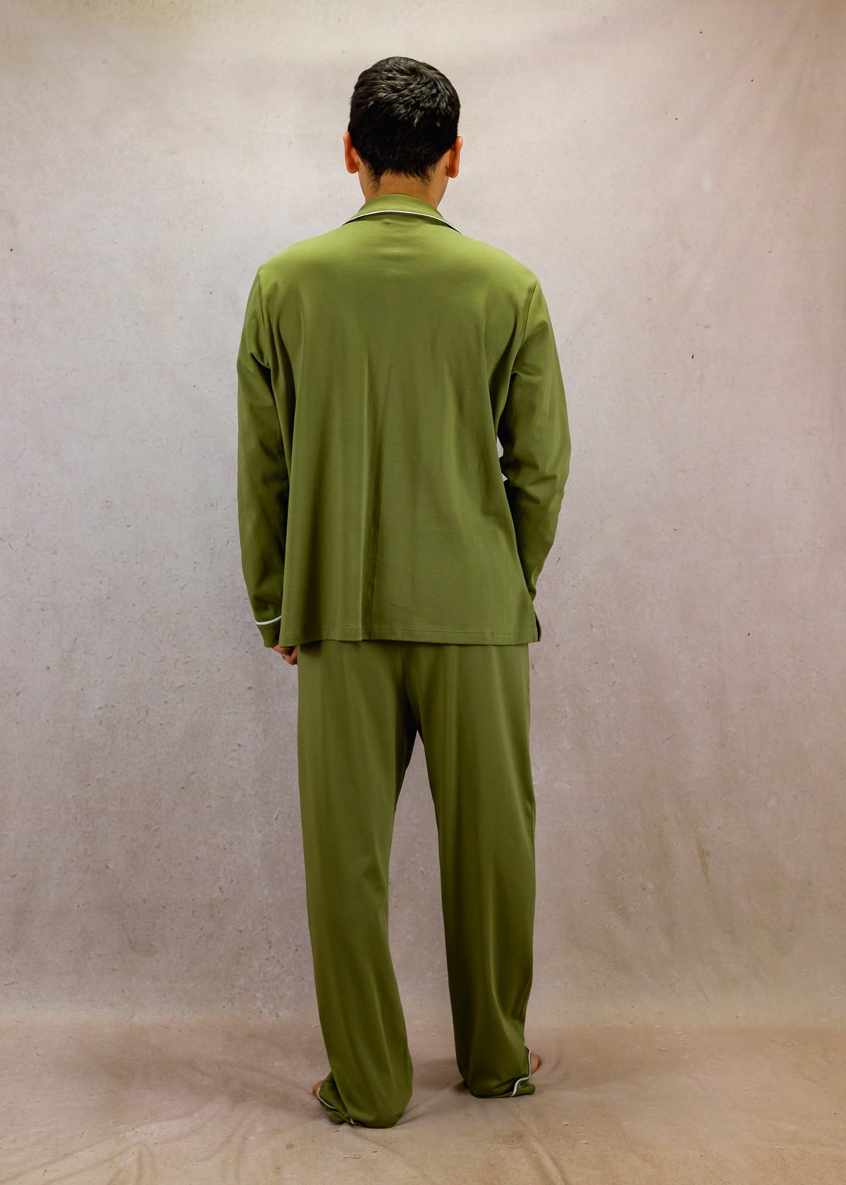 Men's Long Sleeve Pima Cotton Pyjama Set – Olive Green