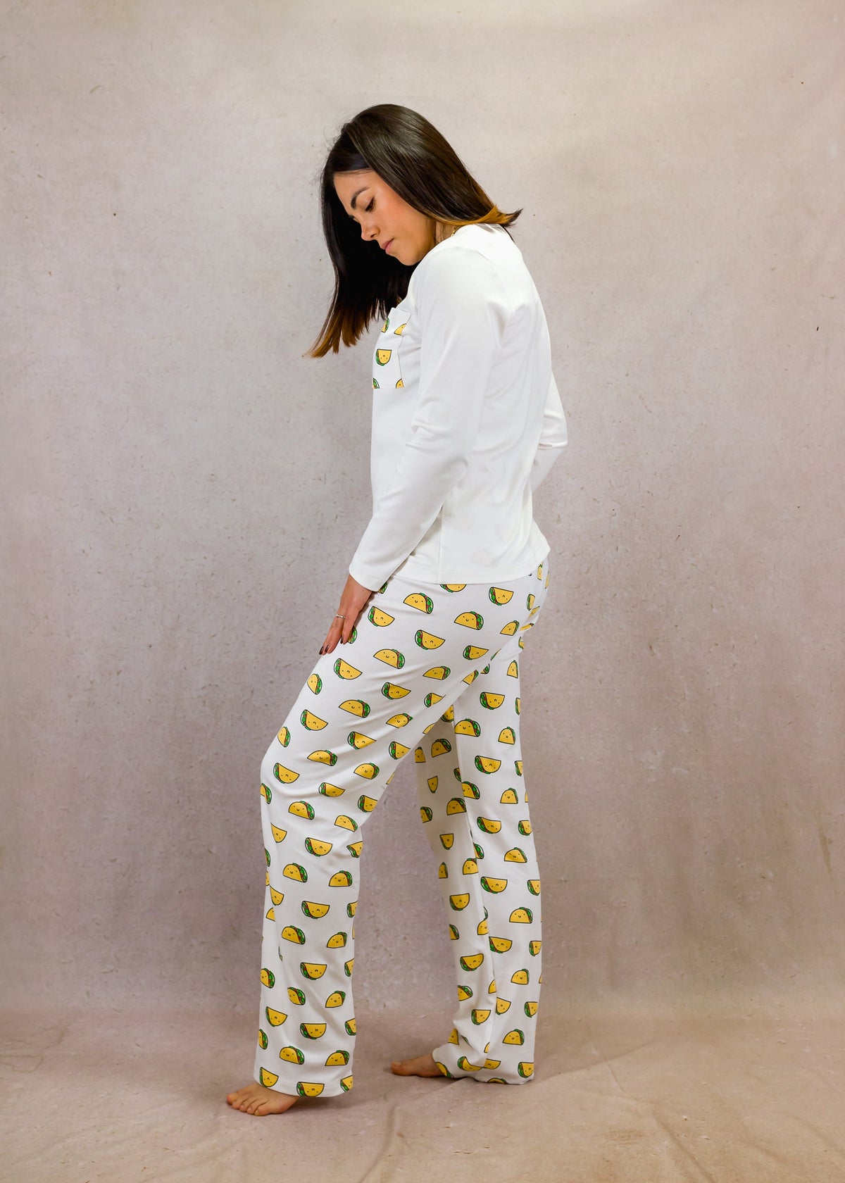 Women's Long Sleeve Pima Cotton Pyjama Set – Tacos Print