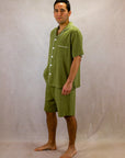 Men's Short Sleeve Pima Cotton Pyjama Set – Olive Green