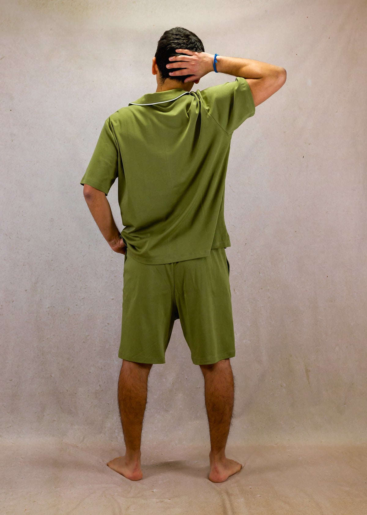 Men's Short Sleeve Pima Cotton Pyjama Set – Olive Green
