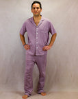 Men's Short Sleeve Pima Cotton Pyjama Set – Pale Purple