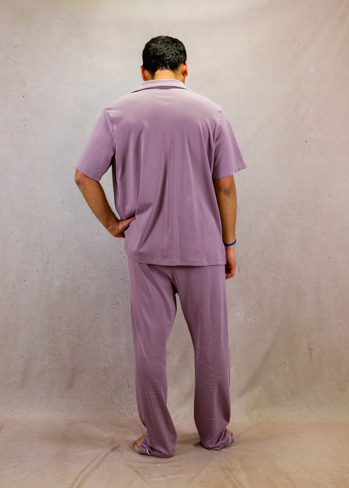 Men's Short Sleeve Pima Cotton Pyjama Set – Pale Purple