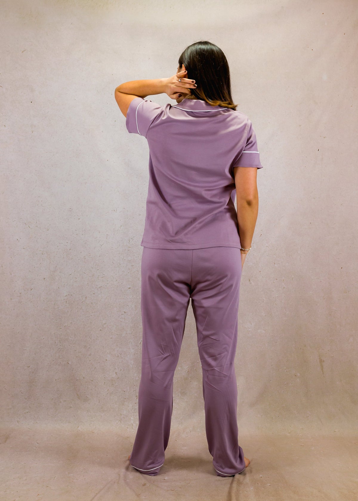 Women's Short Sleeve Pima Cotton Pyjama Set – Pale Purple