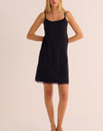 Black Modal Nightdress with Lace Trim