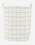 Premium black and white checked laundry bag, stylish smart storage with wired frame, foldable for easy storage, durable polyester cotton blend by Ella James at brixbailey.com
