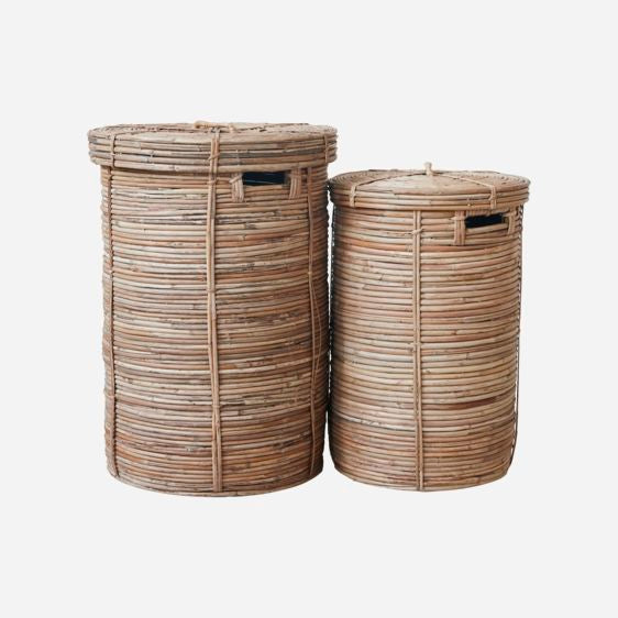 Elaina bamboo storage basket, handmade sustainable stylish luxury, natural woven, small or large size, best-selling home organization by Ella James at brixbailey.com