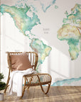 Wildlife World Map Mural Wallpaper For Children