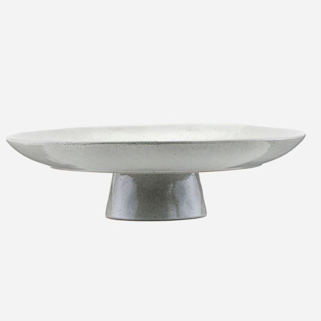Luxury glazed stoneware cake stand, elegant blue-grey centerpiece, durable and dishwasher safe, 32cm diameter by Ella James at brixbailey.com