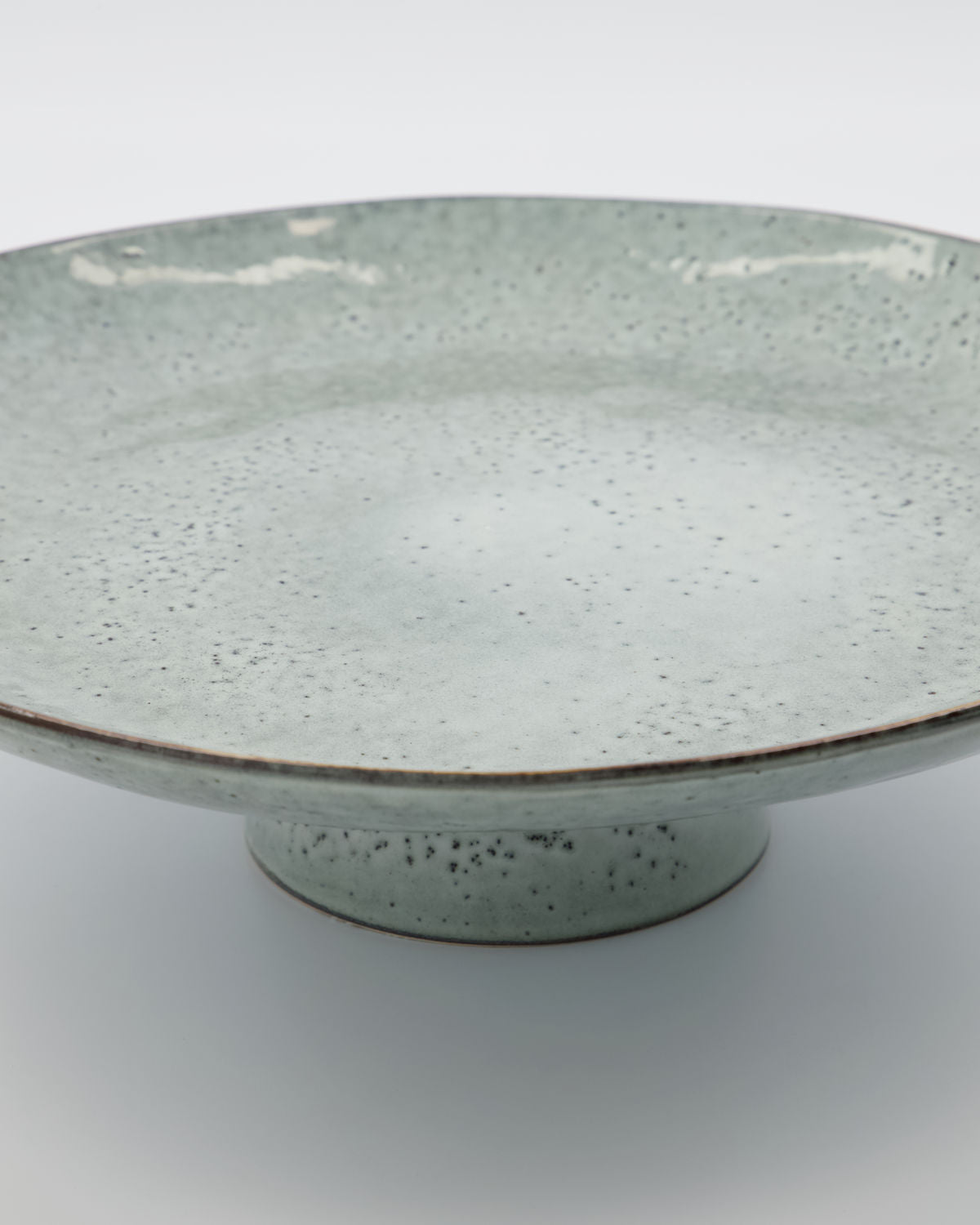 Luxury glazed stoneware cake stand, elegant blue-grey centerpiece, unique handcrafted design, 32cm diameter, dishwasher safe by Ella James at brixbailey.com