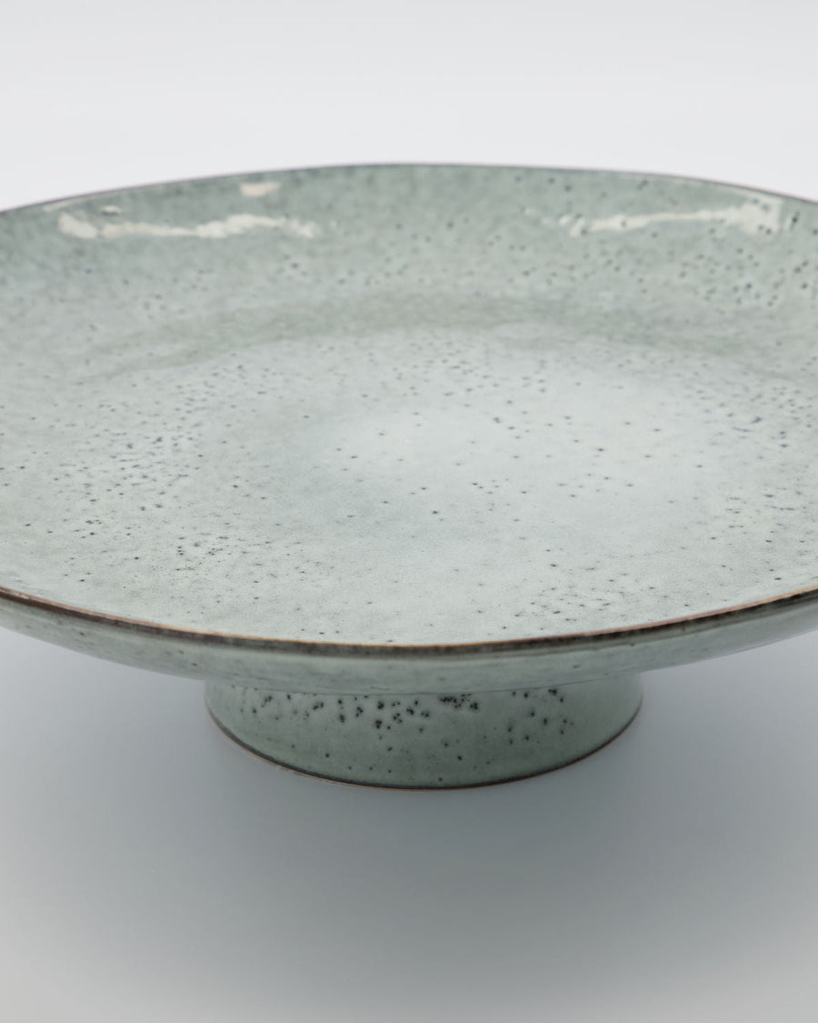 Luxury glazed stoneware cake stand, elegant blue-grey centerpiece, unique handcrafted design, 32cm diameter, dishwasher safe by Ella James at brixbailey.com