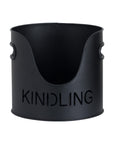 Black Steel Fireplace Log Bucket with Kindling and Match Holder