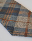 navy and brown check cotton tie