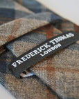 navy and brown check cotton tie