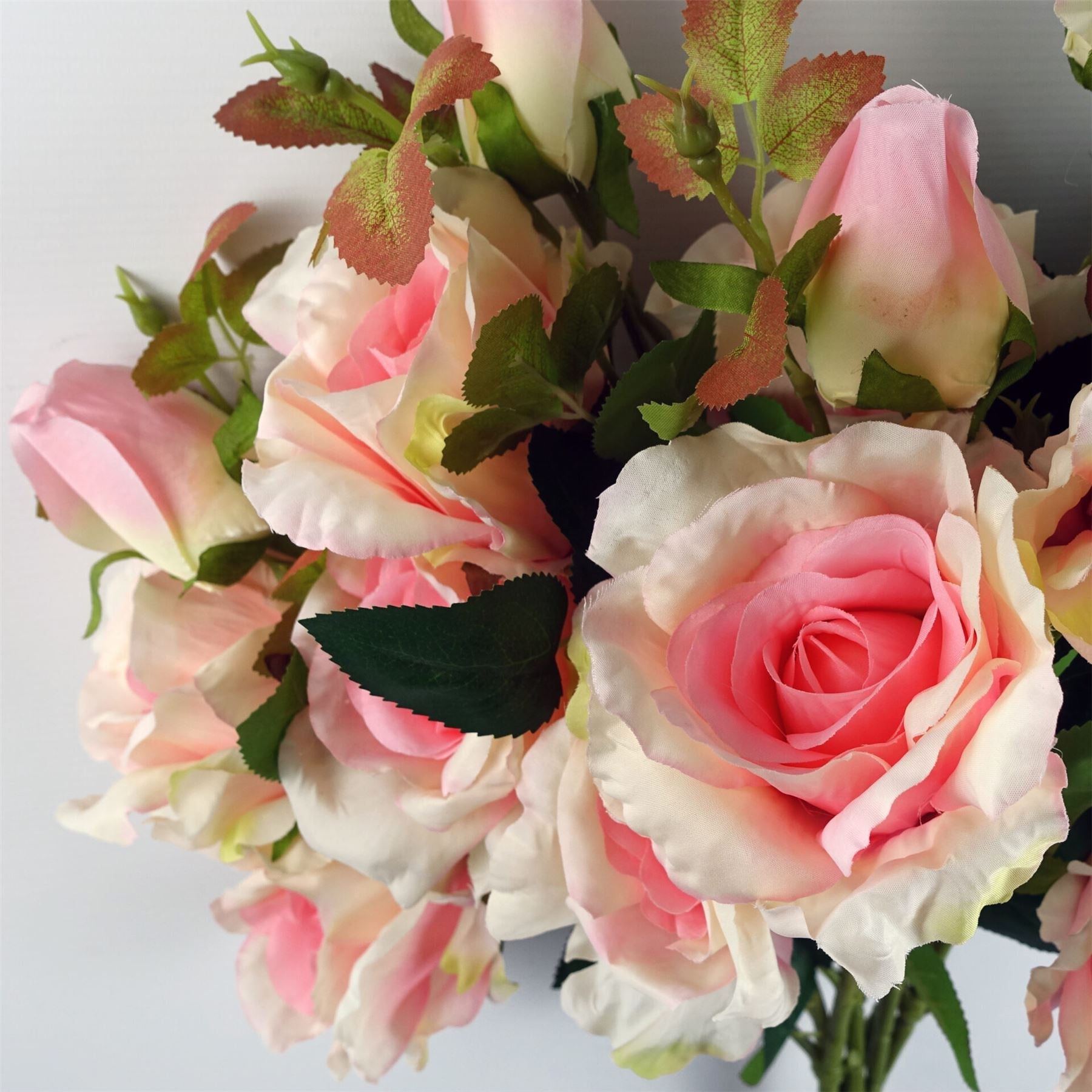 Pack of 6 x 80cm Artificial Pink Rose Stem - 18 flowers-4