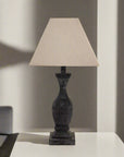 Tall Wooden Table Lamp with Linen Shade