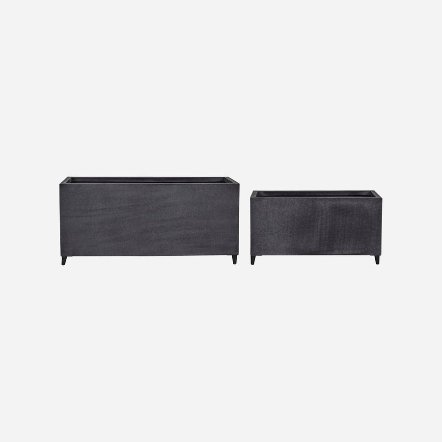 Set of 2 premium galvanized metal planters, large and medium, stylish timeless design, versatile color, lightweight, drainage holes included by Ella James at brixbailey.com