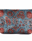 Hand-block Print Silk Travel Case Set of 3 - Blue Red Black Floral