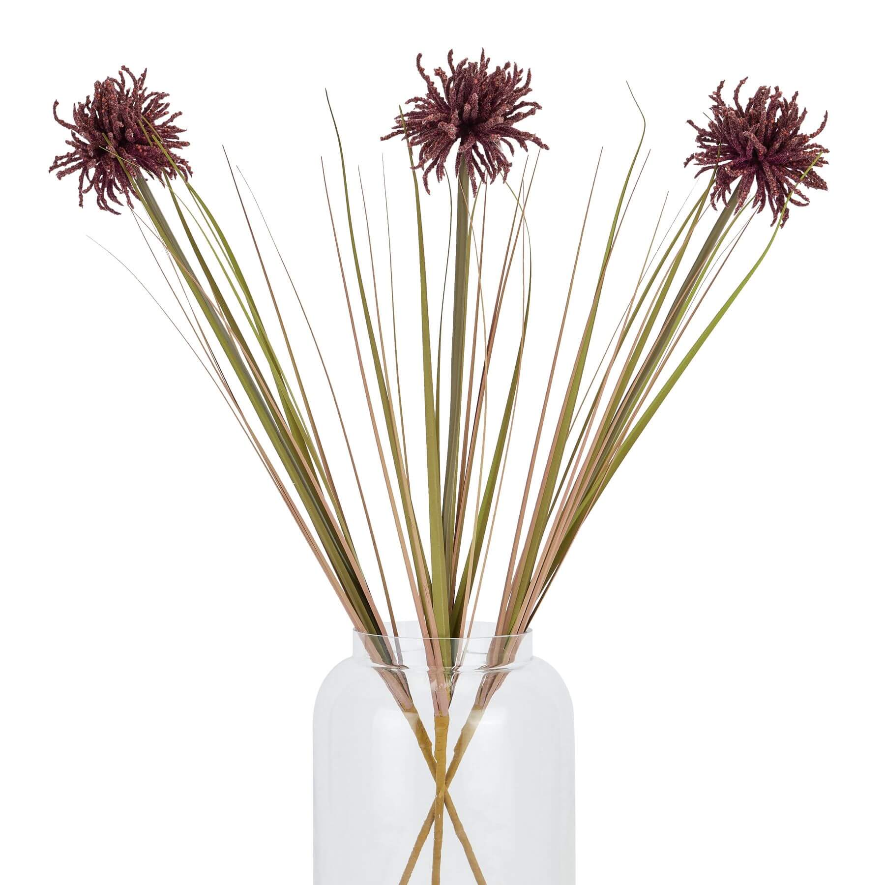 Burgundy Aster Spider Mum Stem Artificial Flower Foliage