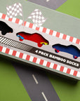 Racing Car Sock Box - 4 Pairs of Bamboo Socks (His)