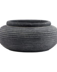 Grey Ribbed Round Ceramic Planter