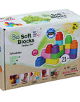 a soft and comforting arrangement of pastel bio-based building blocks for babies
