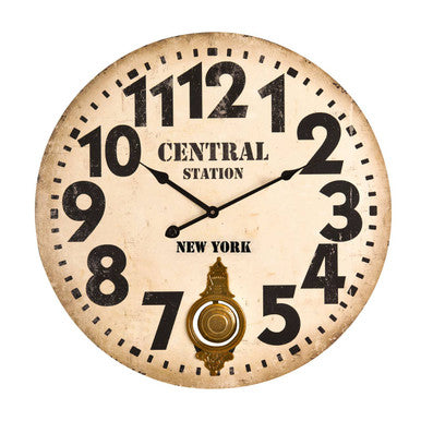 58cm Dia Vintage Style Wall Clock | Crawley