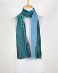 Abstract Peaks Merino Wool Scarf - Green Multi