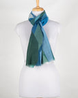 Abstract Peaks Merino Wool Scarf - Green Multi