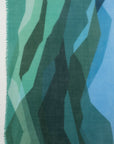 Abstract Peaks Merino Wool Scarf - Green Multi