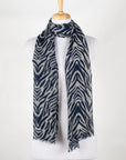Tiger Print Merino Wool Scarf - Black White
