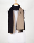 Reversible Merino Wool Scarf - Black Beige