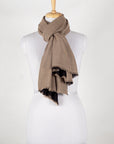 Reversible Merino Wool Scarf - Black Beige