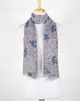 Leaves and Twigs Merino Wool Scarf - Grey